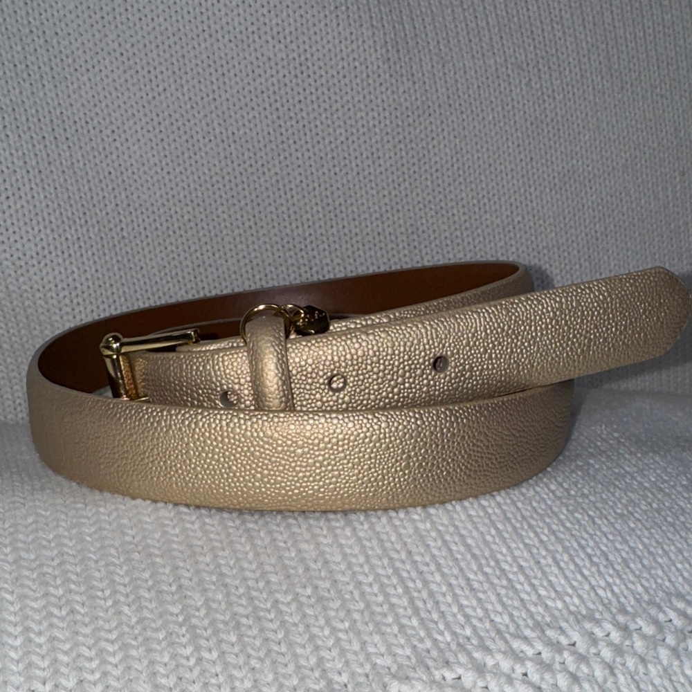 Ralph Lauren Gold Leather Textured Belt